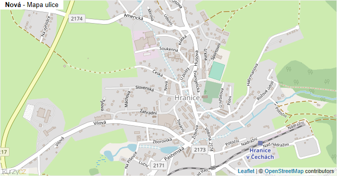 Nová - mapa ulice