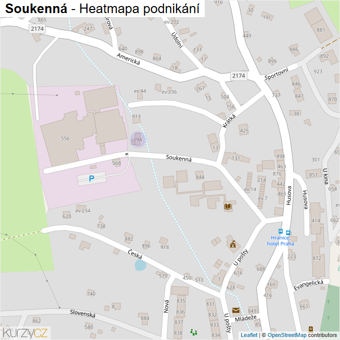 Mapa Soukenná - Firmy v ulici.