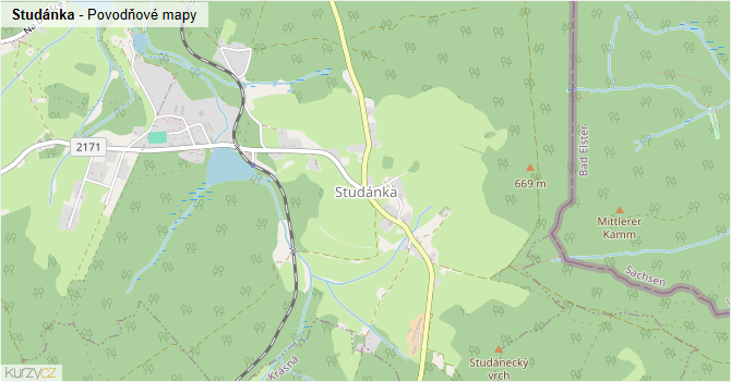 Studánka - záplavové mapy stoleté vody