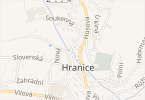 U pošty v obci Hranice - mapa ulice