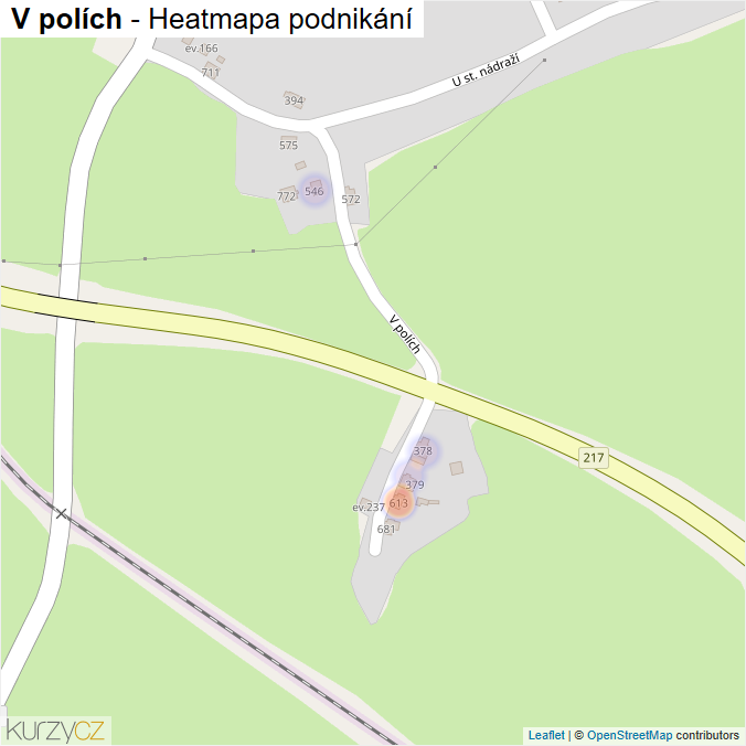 Mapa V polích - Firmy v ulici.