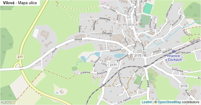 Vilová - mapa ulice