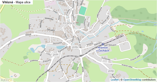 Vítězná - mapa ulice