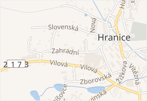 Zahradní v obci Hranice - mapa ulice