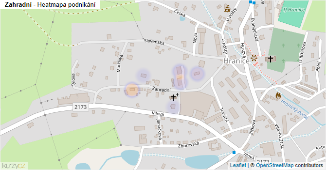 Zahradní - mapa podnikání