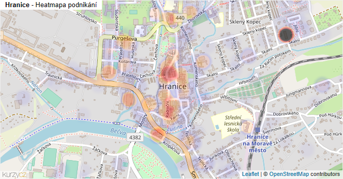 Hranice - mapa podnikání