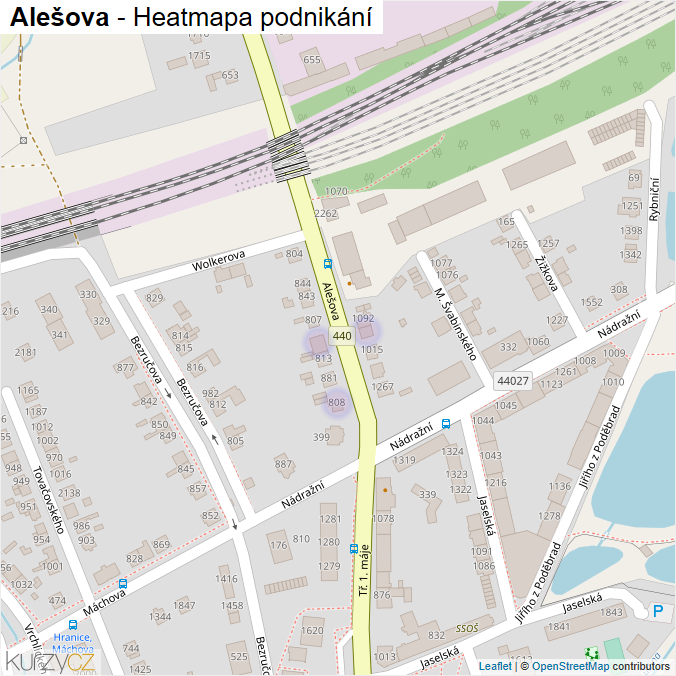 Mapa Alešova - Firmy v ulici.