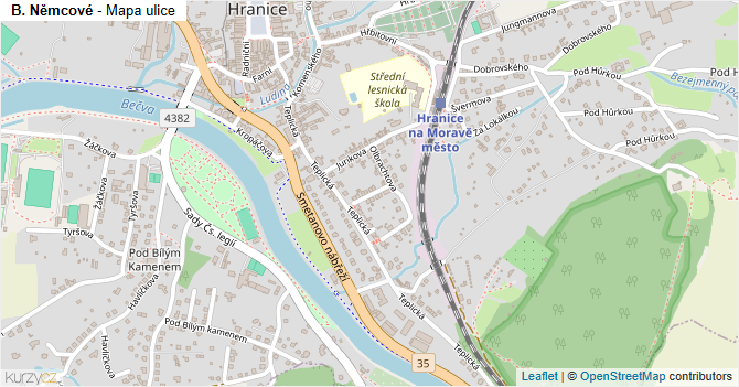 B. Němcové - mapa ulice