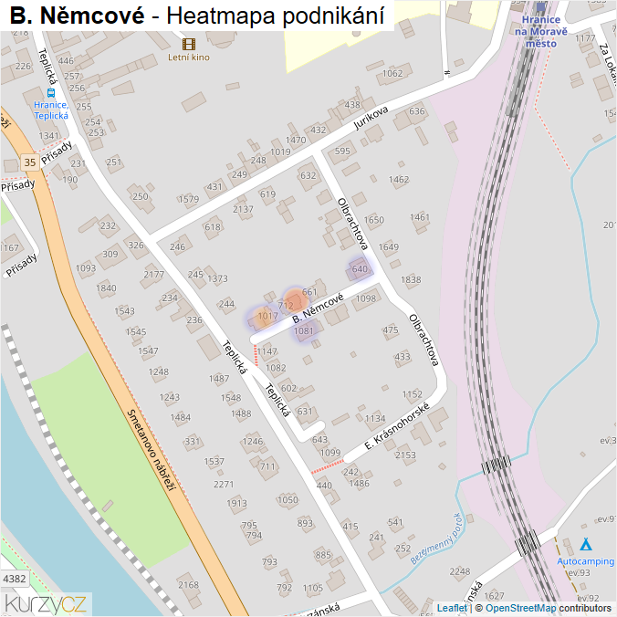Mapa B. Němcové - Firmy v ulici.