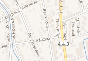Bezručova v obci Hranice - mapa ulice