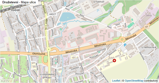 Družstevní - mapa ulice