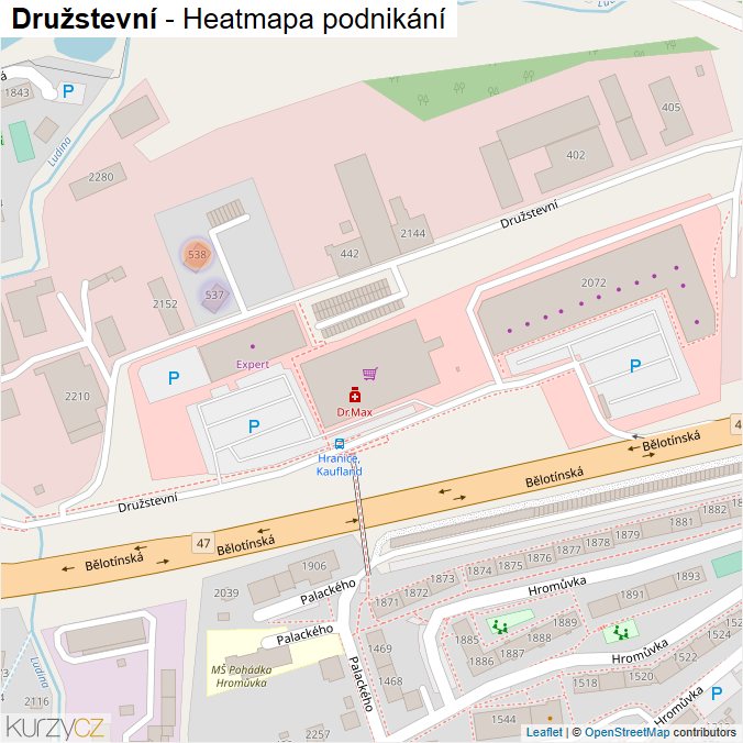 Mapa Družstevní - Firmy v ulici.
