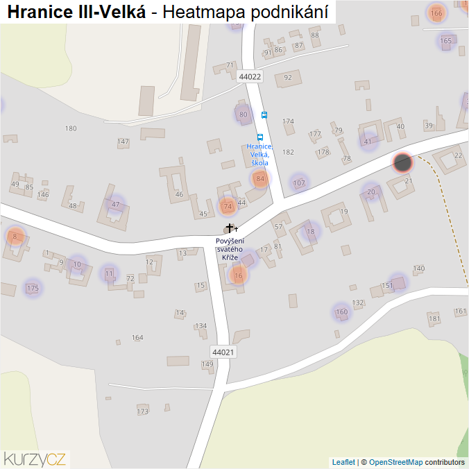 Mapa Hranice III-Velká - Firmy v části obce.