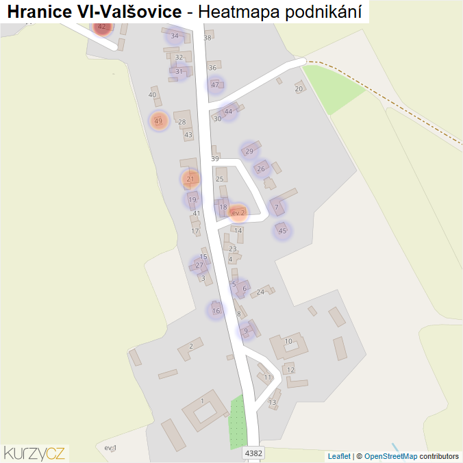 Mapa Hranice VI-Valšovice - Firmy v části obce.