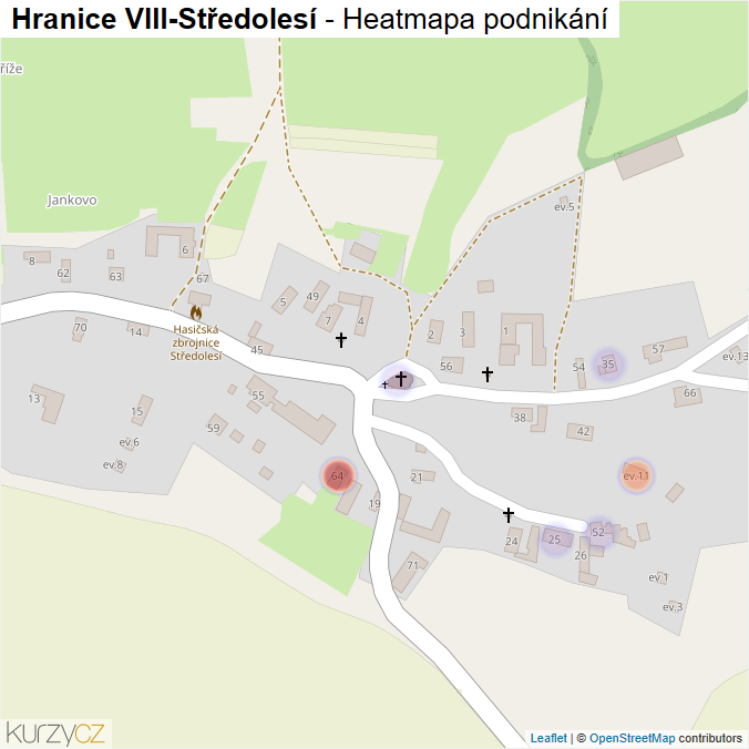 Mapa Hranice VIII-Středolesí - Firmy v části obce.