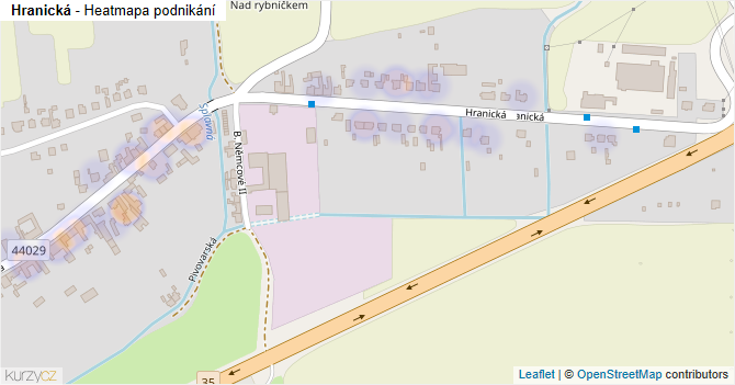 Hranická - mapa podnikání