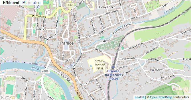 Hřbitovní - mapa ulice
