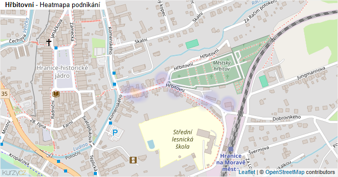 Hřbitovní - mapa podnikání
