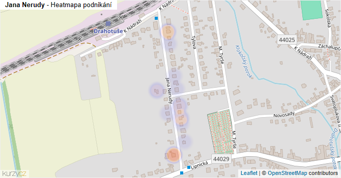 Jana Nerudy - mapa podnikání