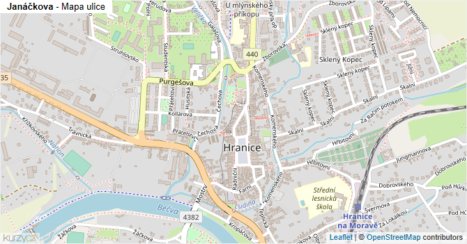 Janáčkova - mapa ulice