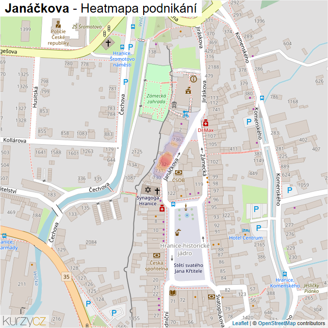 Mapa Janáčkova - Firmy v ulici.
