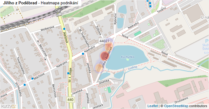 Jiřího z Poděbrad - mapa podnikání