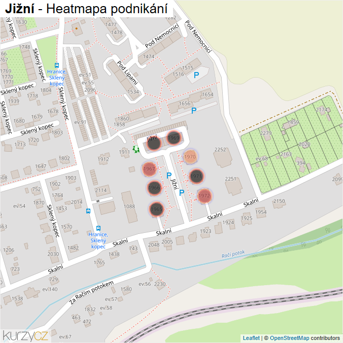 Mapa Jižní - Firmy v ulici.