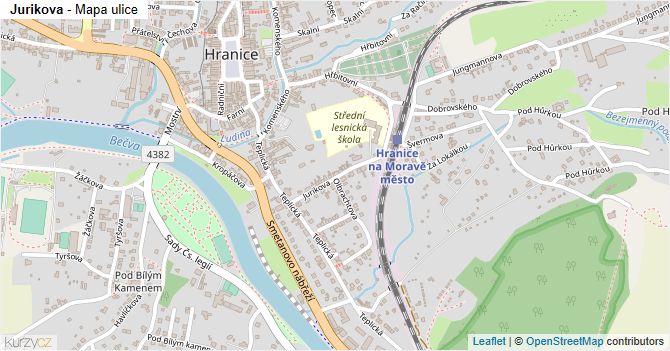 Jurikova - mapa ulice