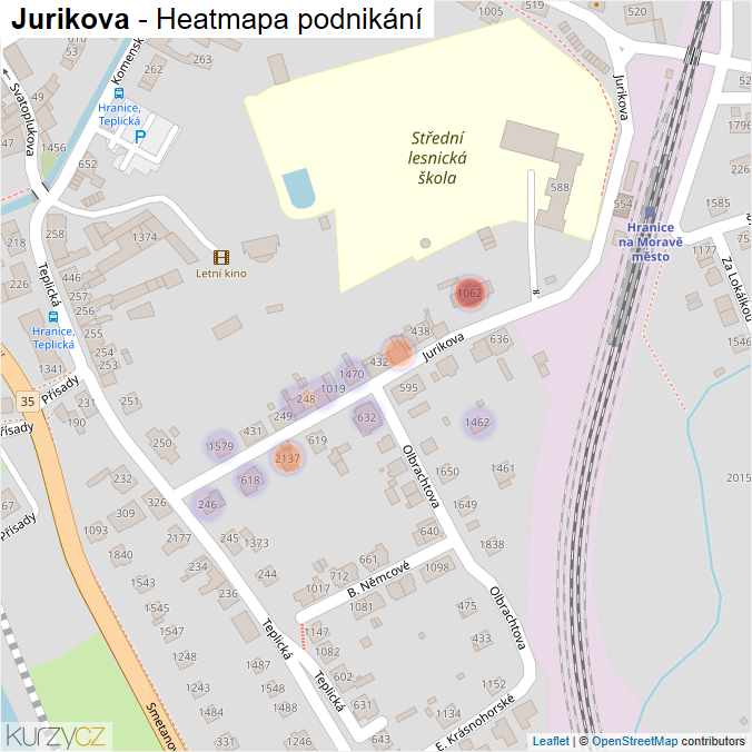 Mapa Jurikova - Firmy v ulici.