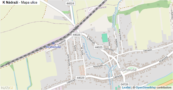 K Nádraží - mapa ulice