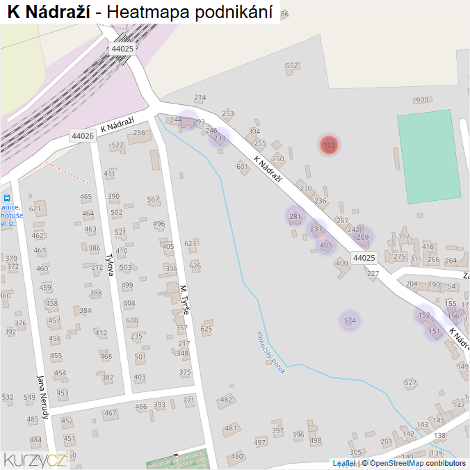Mapa K Nádraží - Firmy v ulici.