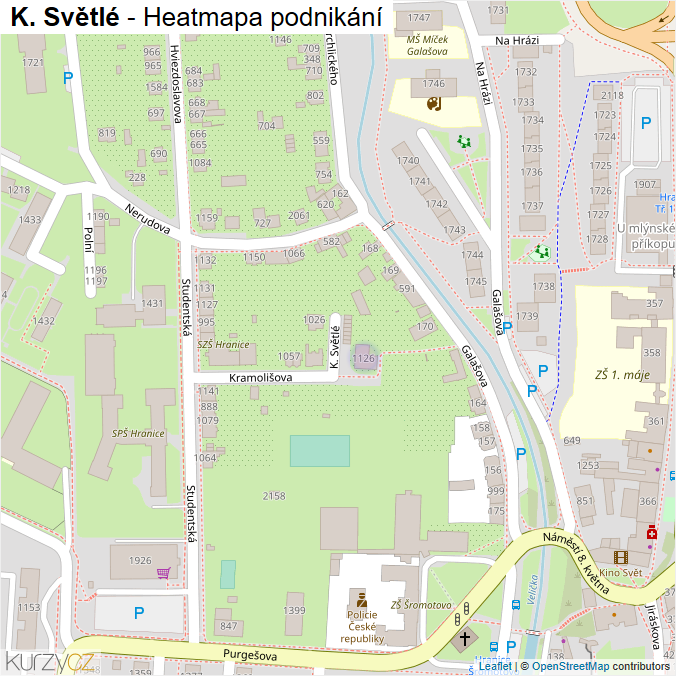 Mapa K. Světlé - Firmy v ulici.
