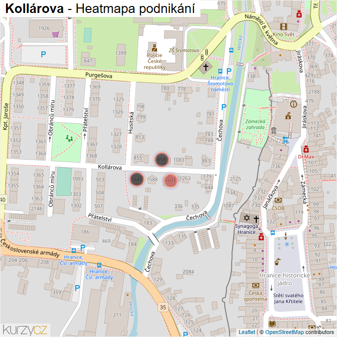 Mapa Kollárova - Firmy v ulici.