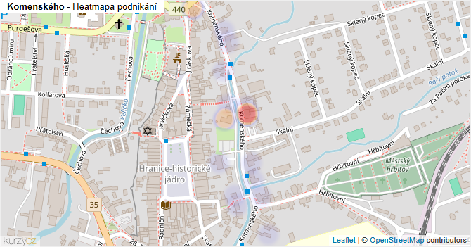 Komenského - mapa podnikání