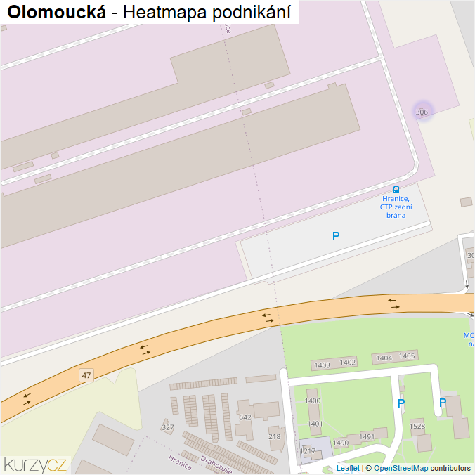 Mapa Olomoucká - Firmy v ulici.