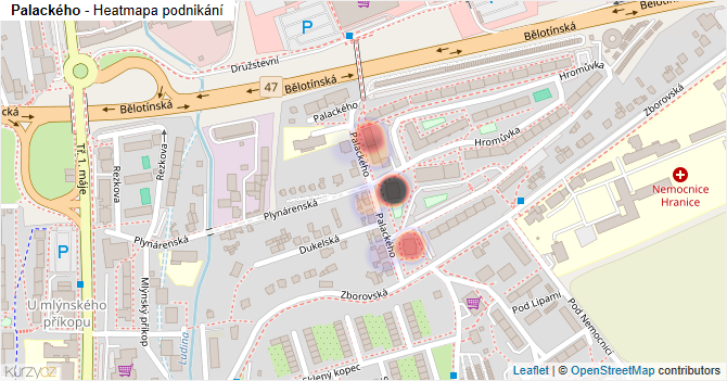 Palackého - mapa podnikání