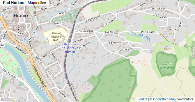 Pod Hůrkou - mapa ulice