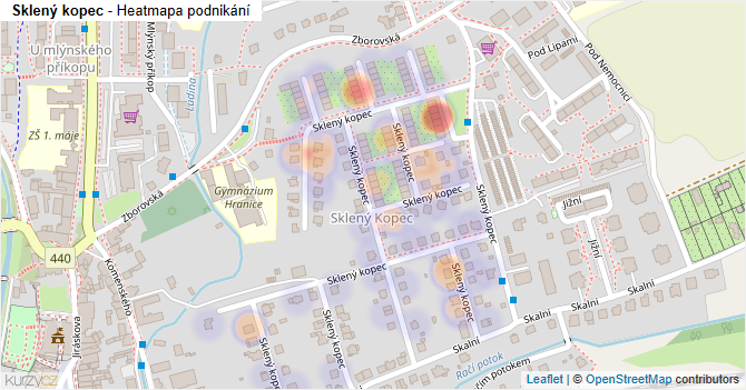 Sklený kopec - mapa podnikání