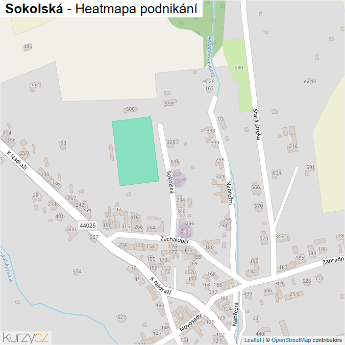 Mapa Sokolská - Firmy v ulici.