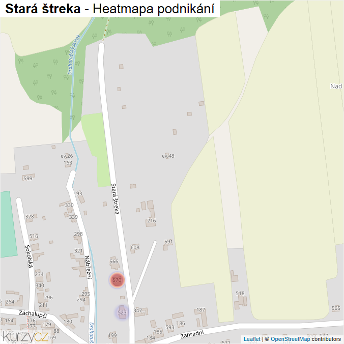 Mapa Stará štreka - Firmy v ulici.