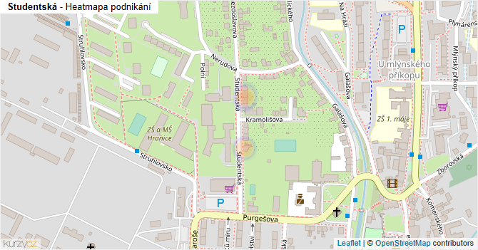 Studentská - mapa podnikání