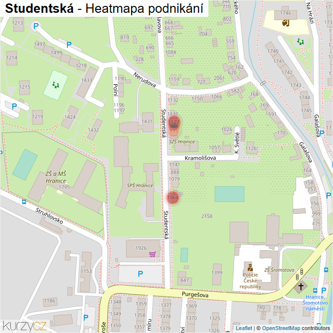 Mapa Studentská - Firmy v ulici.