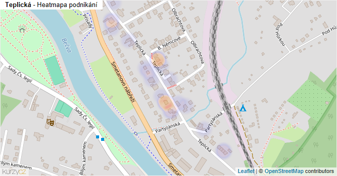 Teplická - mapa podnikání