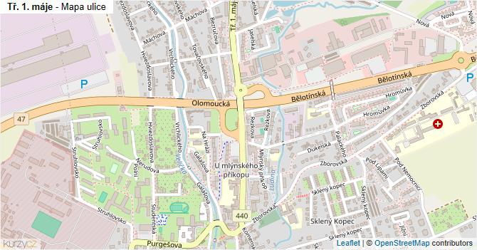 Tř. 1. máje - mapa ulice