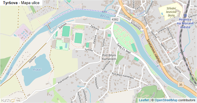 Tyršova - mapa ulice