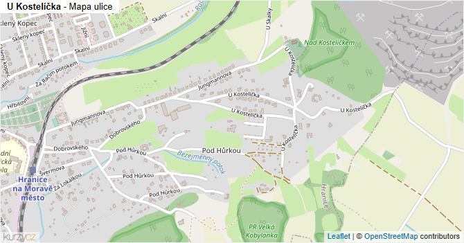 U Kostelíčka - mapa ulice