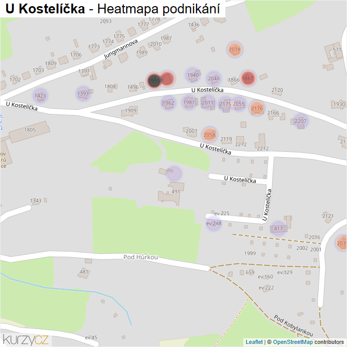Mapa U Kostelíčka - Firmy v ulici.