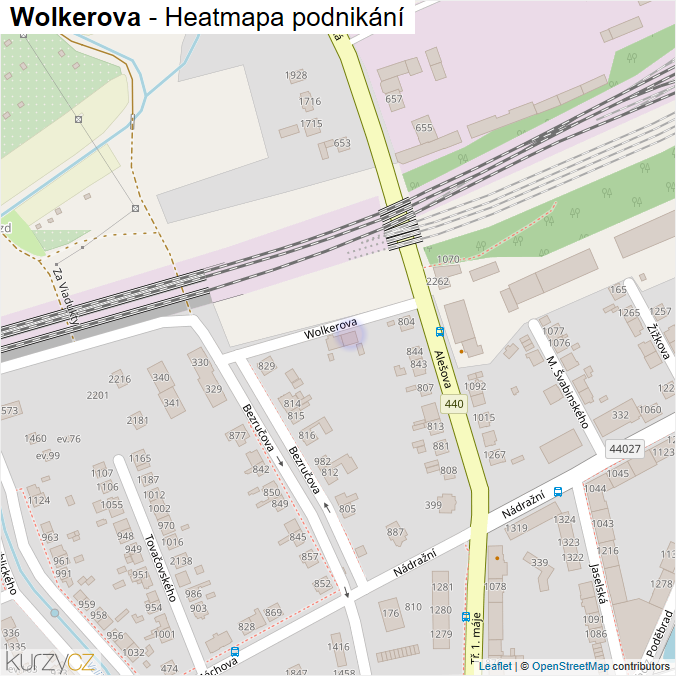 Mapa Wolkerova - Firmy v ulici.
