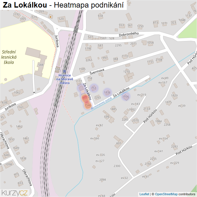 Mapa Za Lokálkou - Firmy v ulici.
