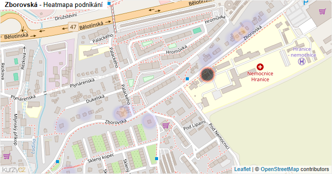 Zborovská - mapa podnikání